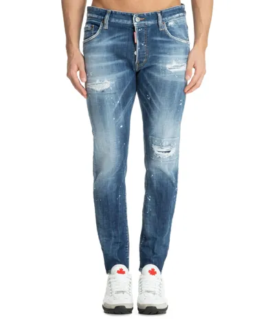 Pre-owned Dsquared2 Jeans Herren Skater S74lb1328s30872470 Blue Hose Denim Bluejeans In Blau