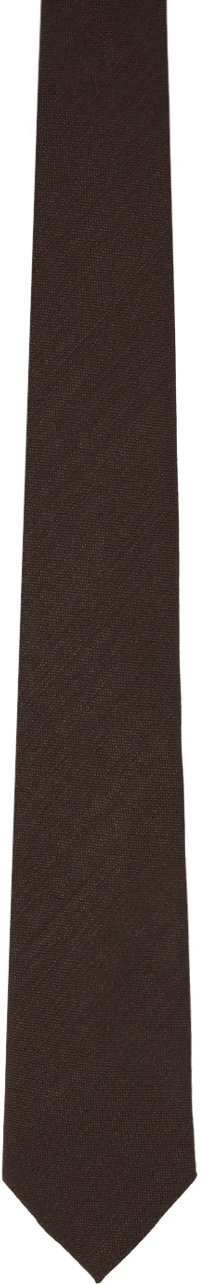 Tom Ford Brown Textured Tie In Chocolate