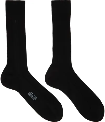 Tom Ford Black Embroidered Socks