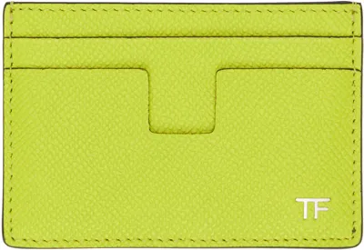 Tom Ford Green Leather Classic Card Holder In Lime