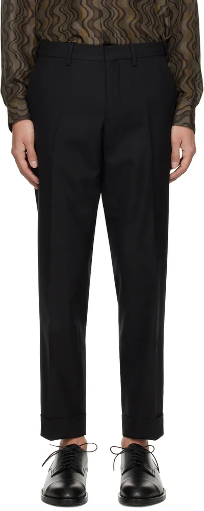 Dries Van Noten Black Tapered Trousers In 900 Black