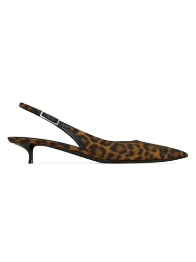 Saint Laurent Cherish 35mm Leopard-print Pumps In Manto Naturale