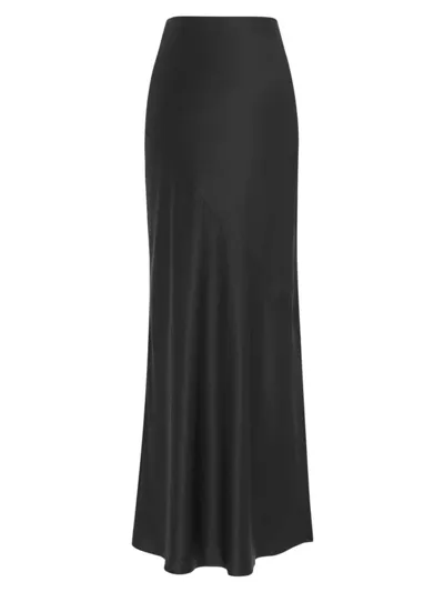 Saint Laurent Silk Bias-cut Maxi Skirt In Black