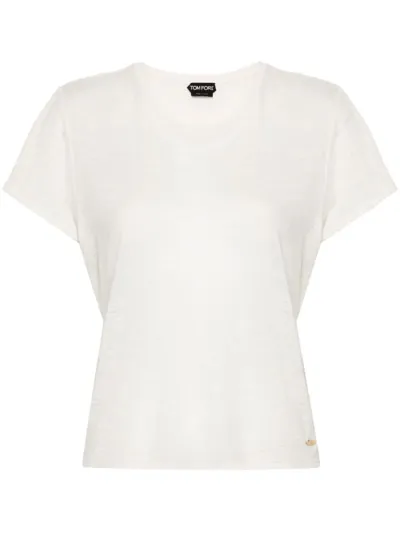 Tom Ford Slub Jersey Crewneck T-shirt In White