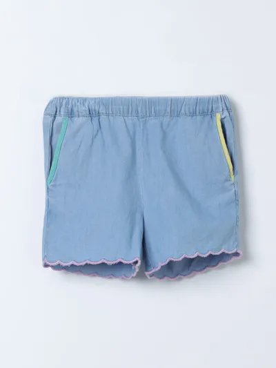 Stella Mccartney Babies'  Kids Girls Blue Cotton Chambray Shorts