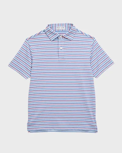 Peter Millar Boys' Oakland Stripe Performance Jersey Polo Shirt - Big Kid In Infinity