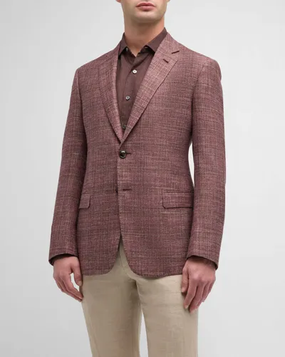 Giorgio Armani Men's Textured Wool-blend Two-button Sport Coat In Pink