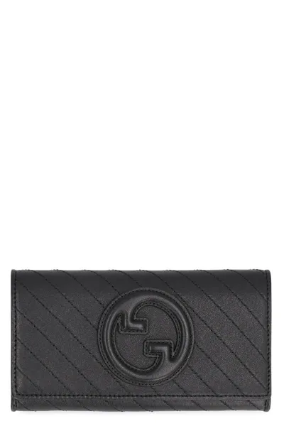 Gucci Blondie Continental Wallet In Leather In Black