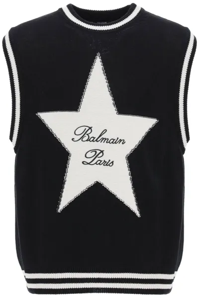 Balmain Signature Star Sleeveless Jumper In Multicolor