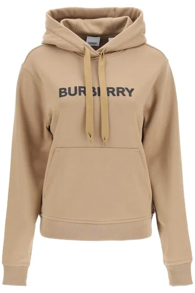 Burberry Poulter Hoodie With Logo Print In Neutrals