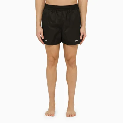 Off-white Logo-print Swim Shorts In Black