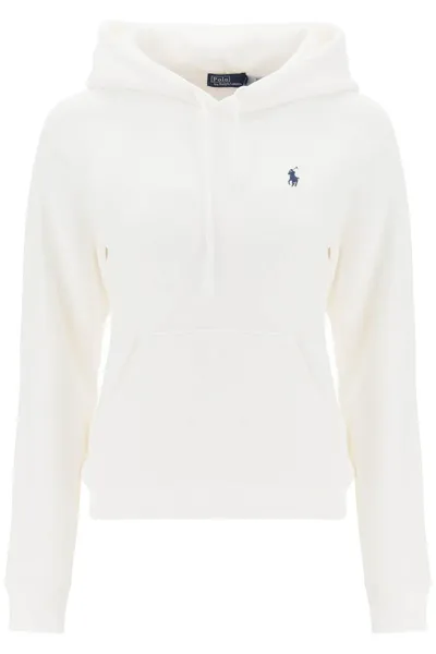 Polo Ralph Lauren Logo Embroidered Drawstring Hoodie In White