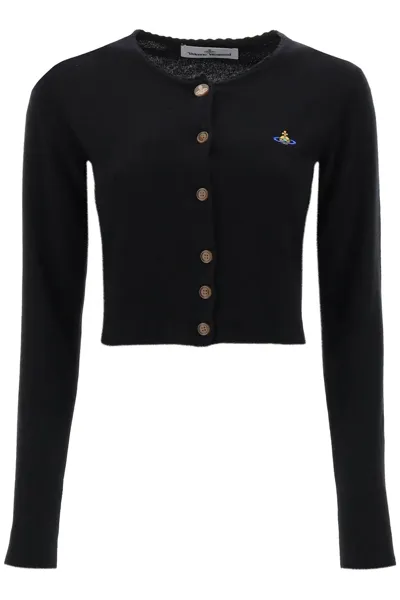 Vivienne Westwood Orb Embroidered Knit Cardigan In Black