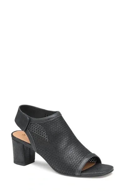 Johnston & Murphy Evelyn Open Toe Bootie In Black Metallic Sheepskin