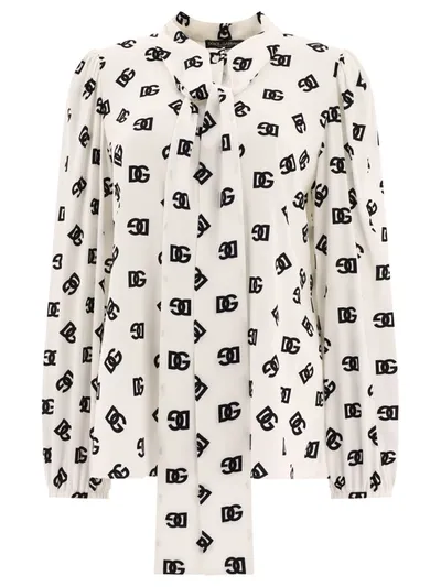 Dolce & Gabbana Shirt With All-over Dg Print In Multicolor