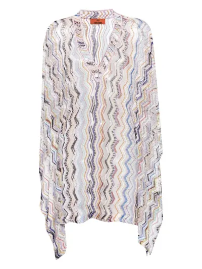 Missoni V-neck Chevron-intarsia Kaftan In Blue