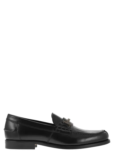 Tod's Timeless Leather Loafer T In Black