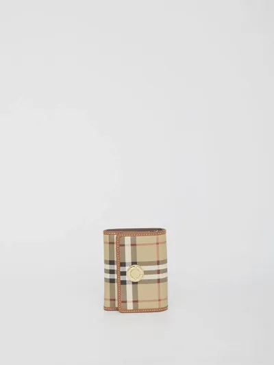 Burberry Check Printed Folded Wallet In Beige