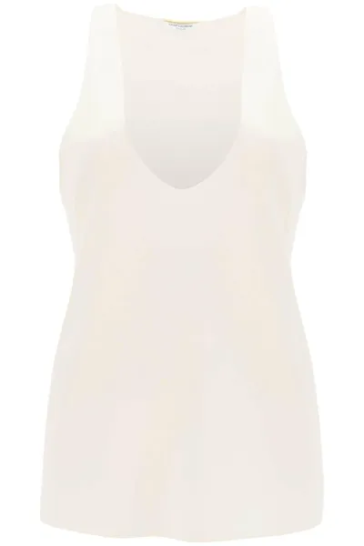 Saint Laurent Scoop Neck Silk Tank Top In White