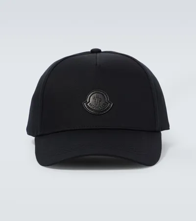 Moncler Cotton Baseball Cap In Black