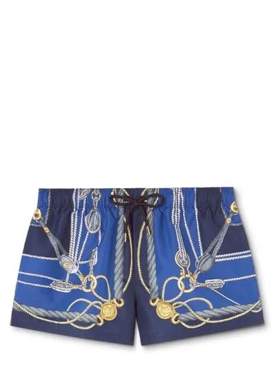 Versace Swim Boxer Nylon Gulf Nautical Print Clothing In Blue+print