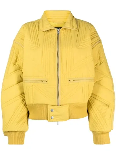 Y-3 Quilted Puffer Jacket In Gold