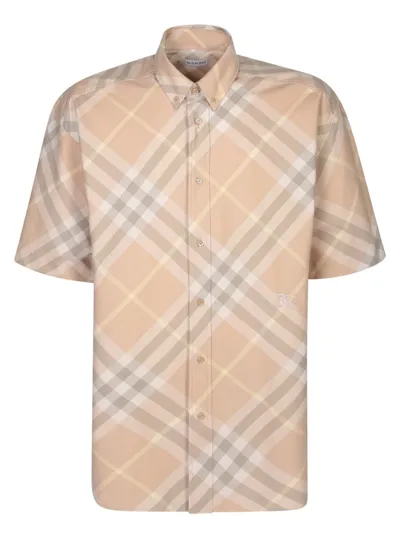 Burberry Checkered Straight Hem Button In Neutrals