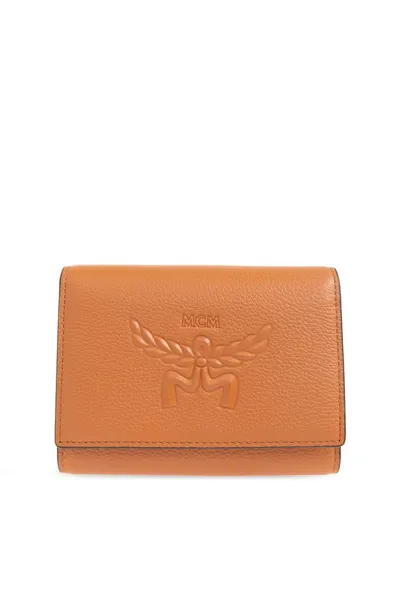 Mcm Himmel Foldover Top Wallet In Brown