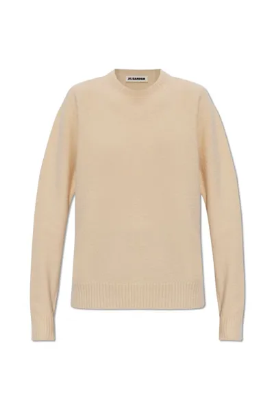 Jil Sander Crewneck Knitted Jumper In Beige