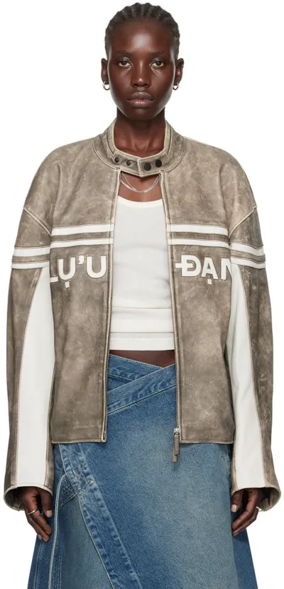 Lu'u Dan Gray Moto L-d Leather Biker Jacket In Mj029le