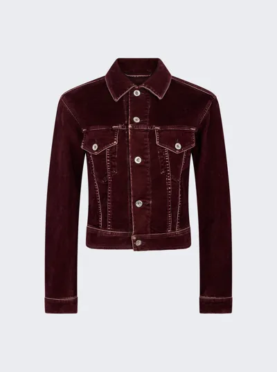 Rabanne Panelled Velvet Cropped Jacket In Bordeaux