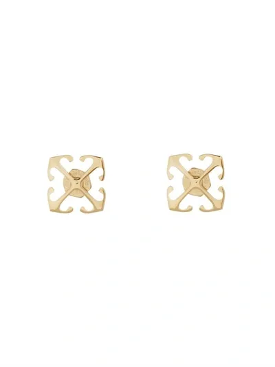 Off-white Logo Engraved Earrings In Gold