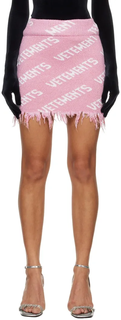 Vetements Pink Monogram Miniskirt In Baby Pink