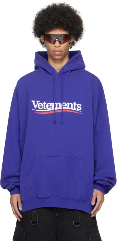 Vetements Blue Campaign Hoodie In Royal Blue