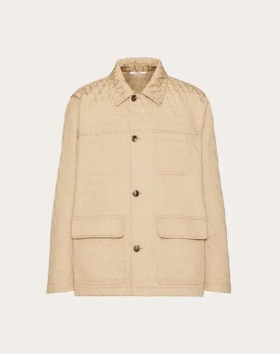 Valentino Toile Iconographe Pattern Heavy Cotton Jacket In Beige