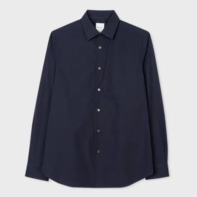 Paul Smith Tailored-fit Navy Cotton 'signature Stripe' Cuff Shirt Blue In Blues