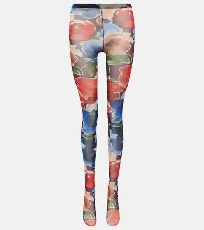 Dolce & Gabbana Printed Tulle Tights In Multicoloured