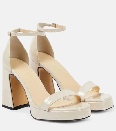 Souliers Martinez Margaux Patent Leather Platform Sandals In White