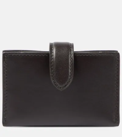 The Row Leather Card Case In Brown