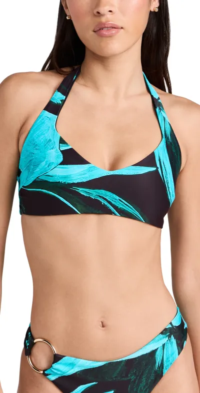 Louisa Ballou Buoy Bikini Top Turquoise Flower