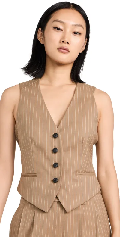 Rag & Bone Priya Pinstriped Vest In Camelstripe