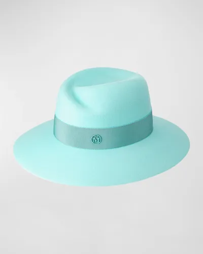 Maison Michel Virginie Seasonal Iconic Felt Fedora In Blau