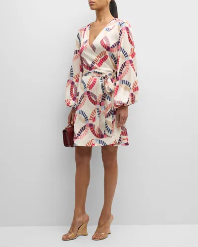 Dea Kudibal Carola Geo-print Balloon-sleeve Wrap Dress In Multi