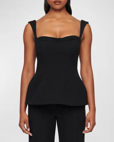 Clea Simona Panelled Peplum-hem Tank Top In Black