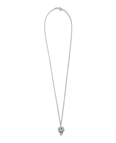 Philipp Plein Stainless Steel 3d Crowned $kull Cable Chain 29-1/2" Pendant Necklace