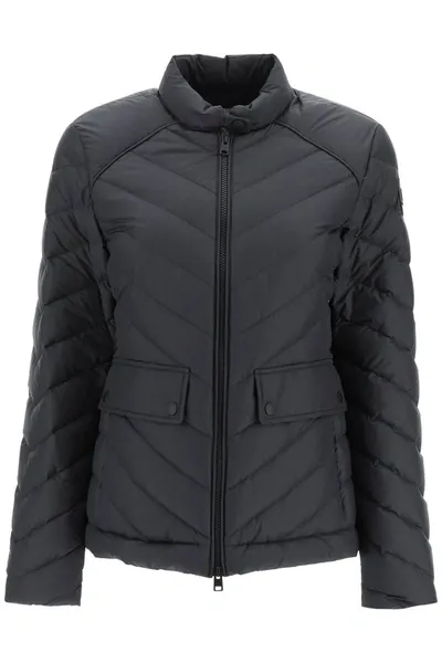 Woolrich Chevron Quilting Lightweight Down Jacket In Nero