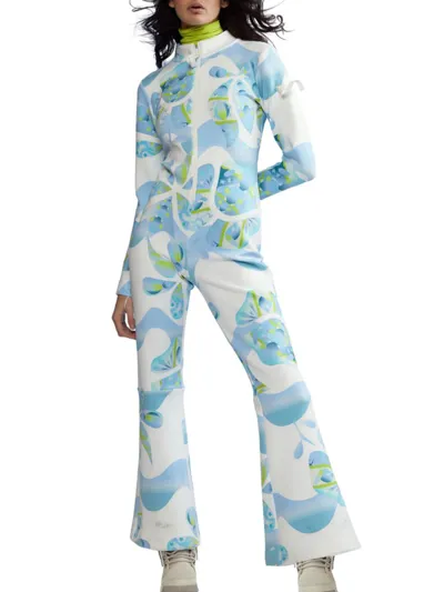 Cynthia Rowley Water-repellent Neoprene Ski Suit In White Multi