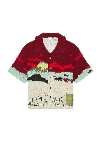 Bottega Veneta Embroidered Intarsia Wool Shirt In Apple Candy