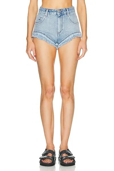 Isabel Marant Eneidao Fringed Cotton Denim Shorts In Multicolor