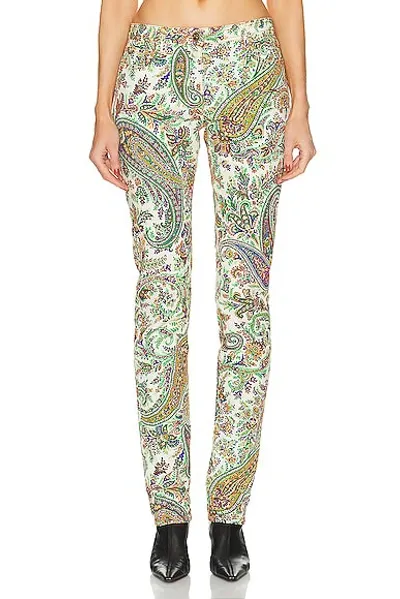 Etro Printed Straight Leg In Ivory & Multi